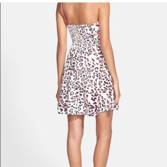 (last call) Parker Dress Roland White Leopard Print Silk Fit & Flare Mini Dress - Picture 5 of 10